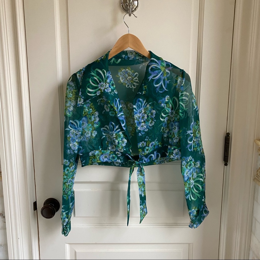 Vintage floral organza top